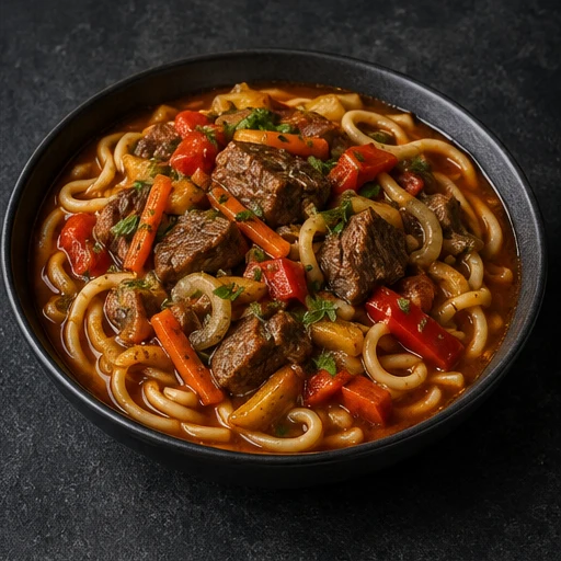 Лагман с говядиной и овощами