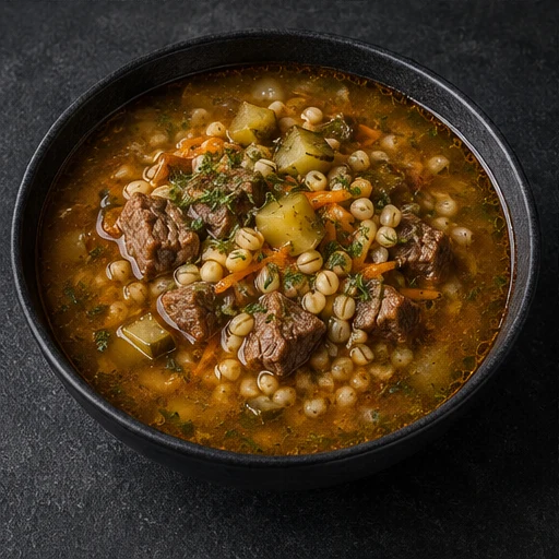 Рассольник с говядиной и перловкой